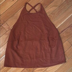 Mango Rust Backless Halter Tank Top with Crisscross Straps